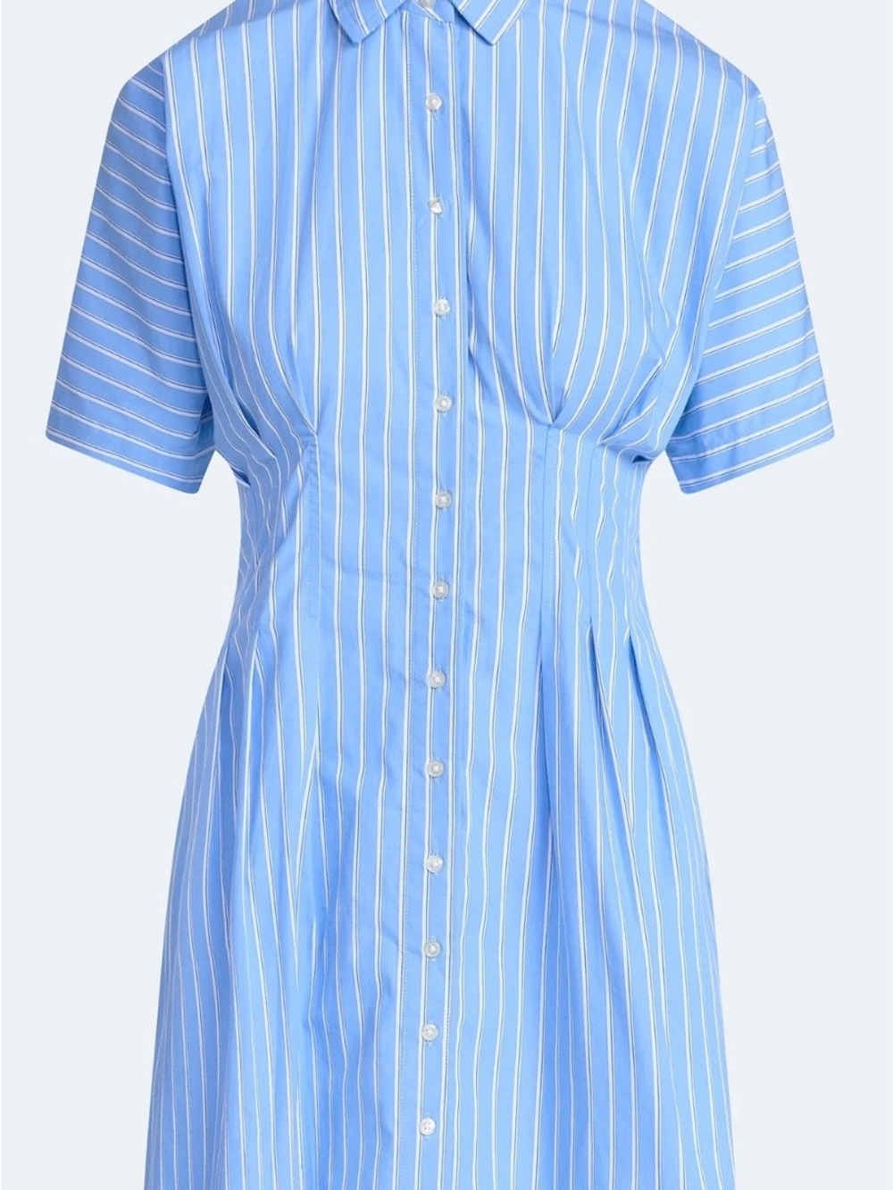 Free Assembly Blue Pinstripe Button-Up Shirt Dress XS